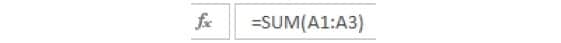 The SUM function in the formula bar