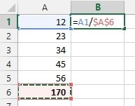 Percentage formula with absolute cell reference