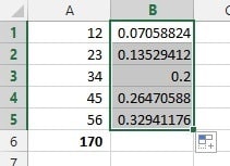 Results currently showing as decimal figures