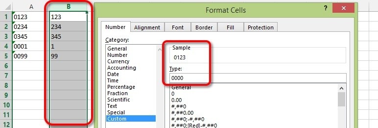 Select the entire column and set a custom format