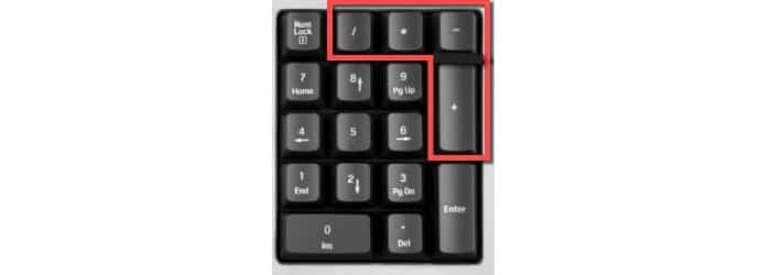 The number keypad on an extended keyboard has all the mathematical operators around the edge