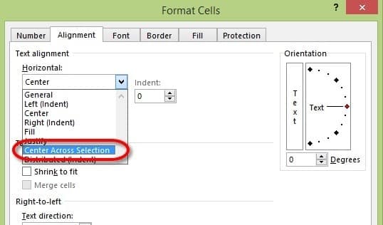 cant merge and center in excel