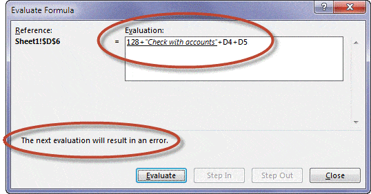 The Evaluate Formula dialog box