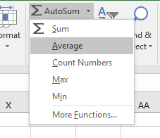 There are 5 basic functions available on the AutoSum dropdown menu