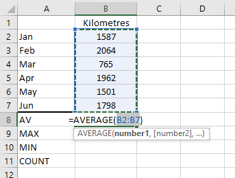 Figure 03: The AVERAGE Function