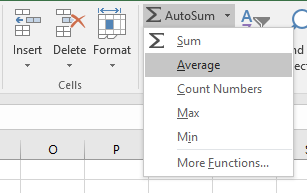 Figure 02: Choose the AVERAGE function from the AutoSum drop-down list