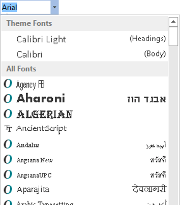 Select a new font from the Font dropdown box Select a new font from the Font dropdown box