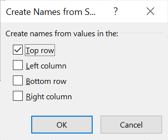 Using existing headings to name ranges Using existing headings to name ranges