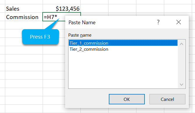 Using a named cell within a formula Using a named cell within a formula