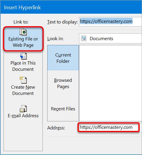Create a link to a web page Create a link to a web page