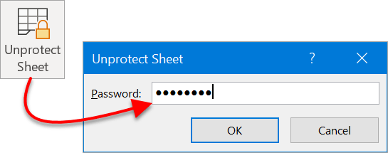 Unprotect worksheets on the Review ribbon Unprotect worksheets on the Review ribbon