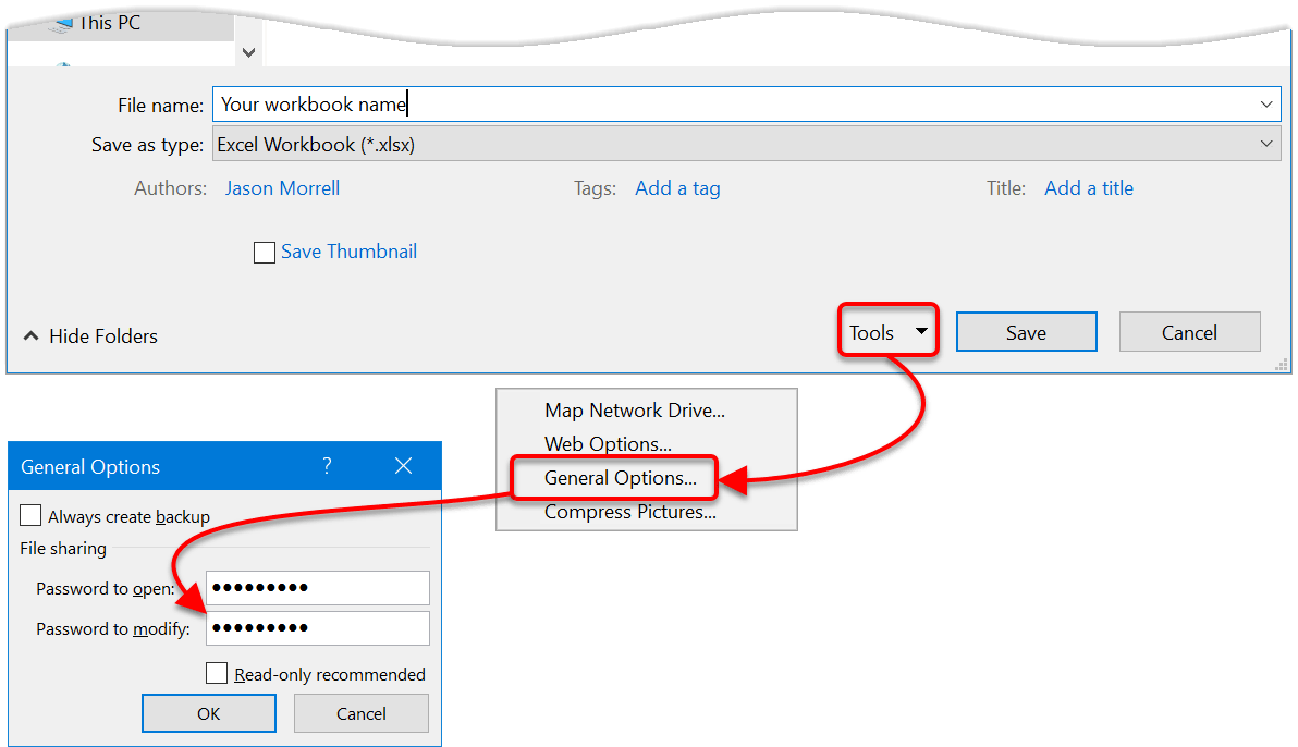 Password protect workbooks - one password to open and another password to modify Password protect workbooks - one password to open and another password to modify