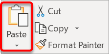 Cut and paste: Then paste the cut or copied selection to the new location Cut and paste: Then paste the cut or copied selection to the new location