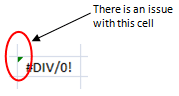 Formulas for beginners often result in errors, indicated by a coloured triangle in the corner of the cell Formulas for beginners often result in errors, indicated by a coloured triangle in the corner of the cell