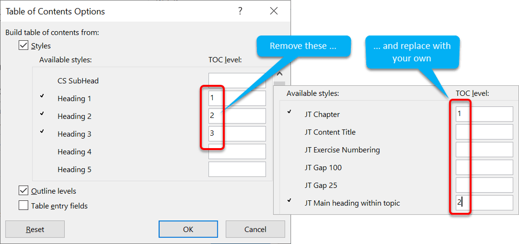 Creating a toc using your own styles Creating a toc using your own styles