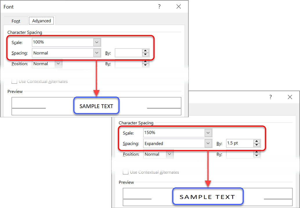 leading kerning in microsoft word 2010