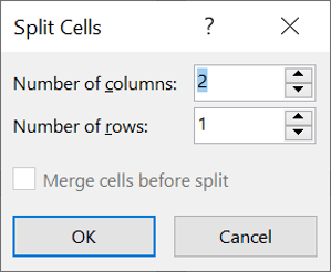 Choose how many columns and rows to split a cell into Choose how many columns and rows to split a cell into