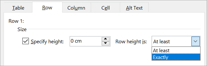 Set the row height to 'At Least' or 'Exactly' what you need Set the row height to 'At Least' or 'Exactly' what you need
