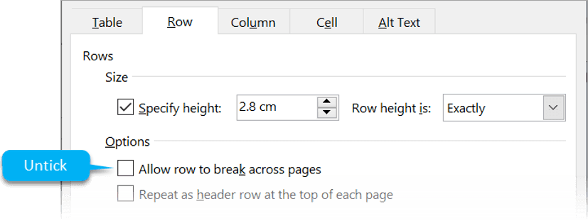 How to prevent the row content splitting between 2 pages on your Word tables How to prevent the row content splitting between 2 pages on your Word tables