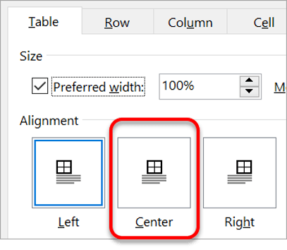 How to position the whole Word table (as a unit) onto the page How to position the whole Word table (as a unit) onto the page