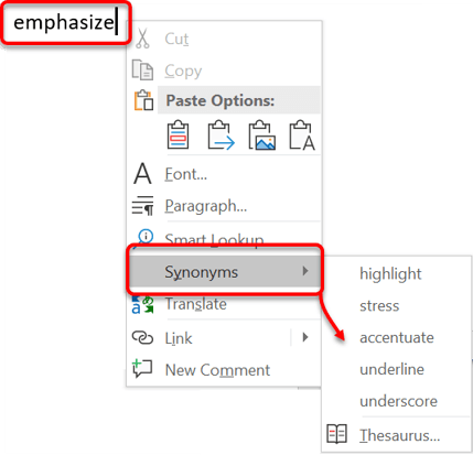 Choose a synonym from the list. This simple Word auditing tool makes your writing much more interesting.