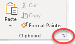 Click the launcher icon in teh bottom-right of the Clipboard group (Home ribbon) to open the Office Clipboard pane