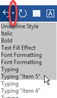 Word auditing tool #4: Multiple undo and redo. Click the drop-down arrow on the UNDO button to undo as multiple actions in one hit