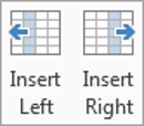 Use the Insert Left and Insert Right buttons to insert an extra column into a table in Word