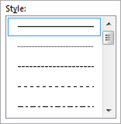 Set the width for the border style