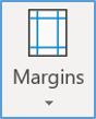 The Margins button is found on the Layout ribbon in Word