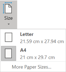 Change the size of the page in Word