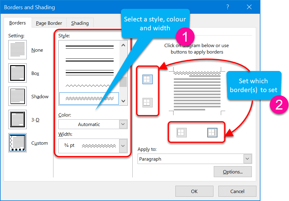 microsoft word custom border of parentheses