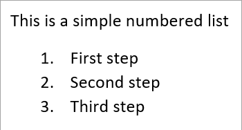 Simple numbered list Simple numbered list