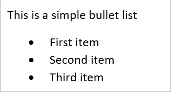 Simple bullet list Simple bullet list