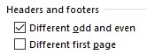 Example of check boxes in a Word dialog Example of check boxes in a Word dialog