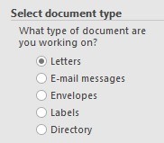 Example of Option buttons in a Word dialog Example of Option buttons in a Word dialog