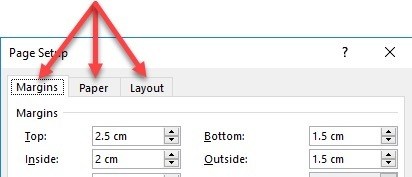 Example of tabbed pages in a Word dialog Example of tabbed pages in a Word dialog