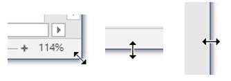 Risize a window by dragging the double-headed arrows Risize a window by dragging the double-headed arrows