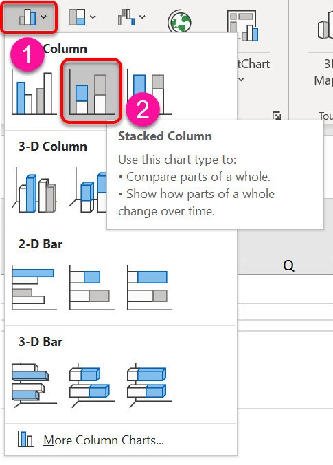 To create a Renko chart, start with a stacked column chart To create a Renko chart, start with a stacked column chart