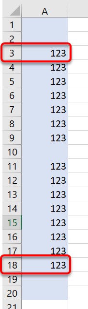 A range of 20 cells A range of 20 cells